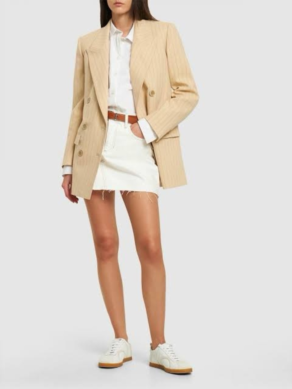 Isabel Marant Nevim Pinstripe Double-Breasted Blazer Beige Pink Size 36 FR (US4)